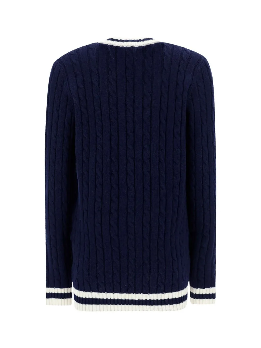 Saint Laurent Cable-Knit V-Neck Cardigan