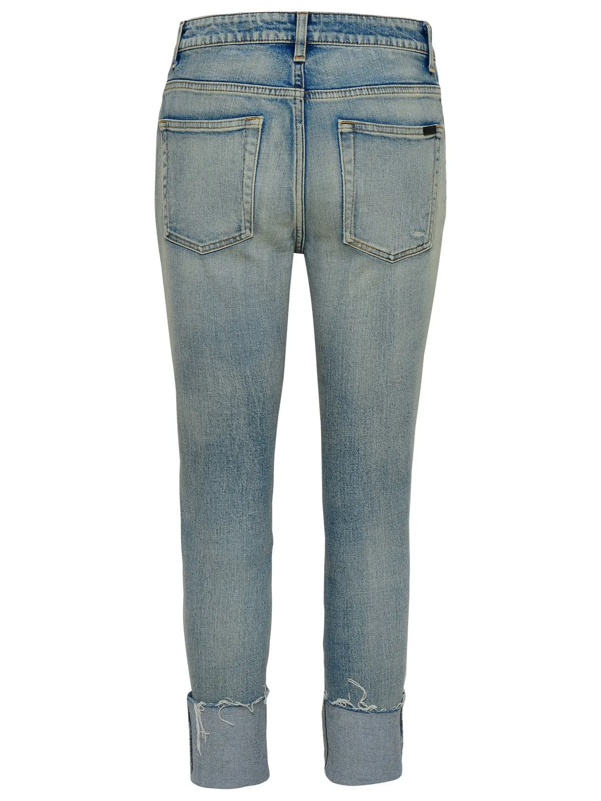Saint Laurent Distressed Straight Leg Cropped Jeans