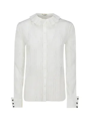 Saint Laurent Frilled Neck Long-Sleeved Shirt