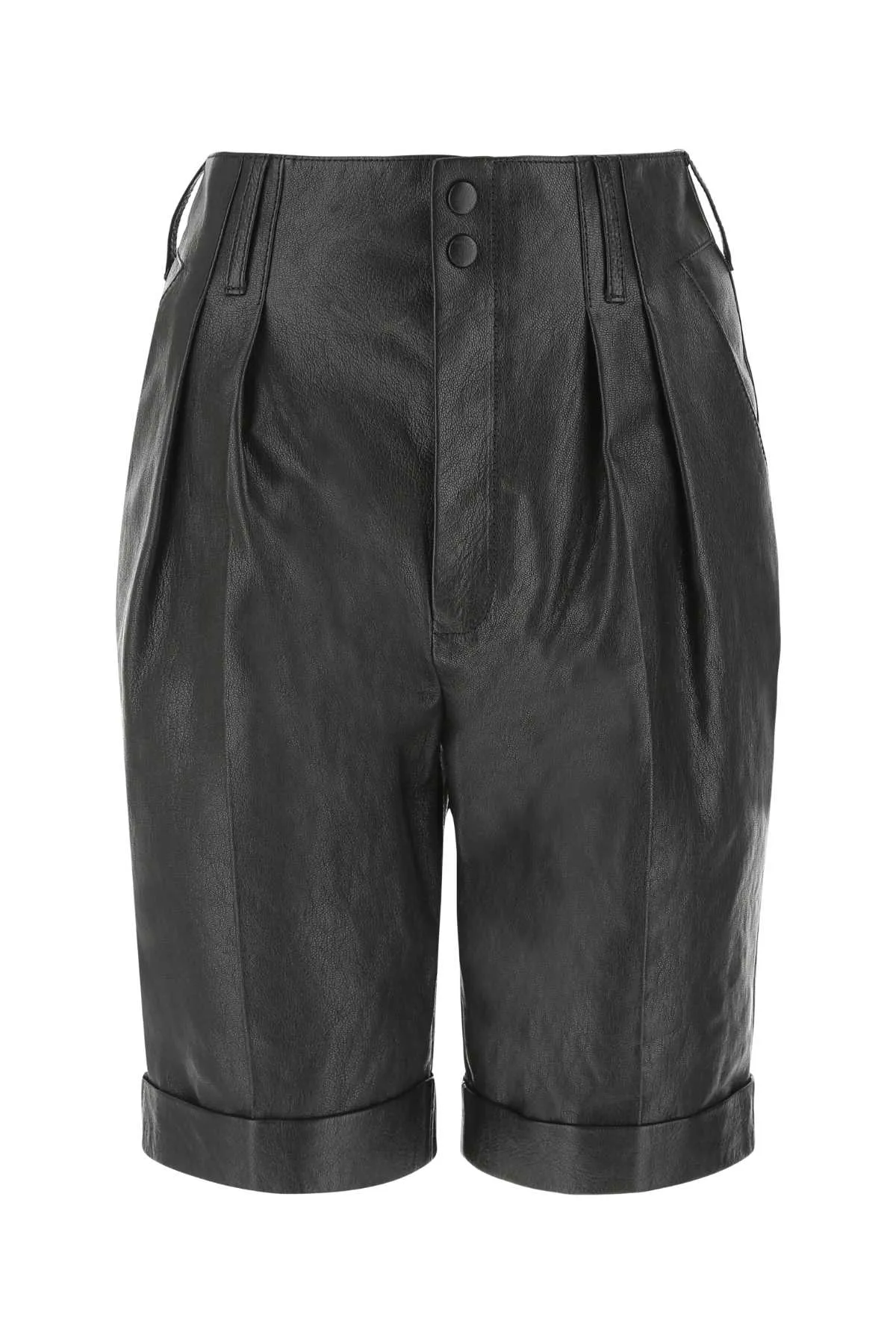 Saint Laurent High-Rise Leather Cycling Shorts