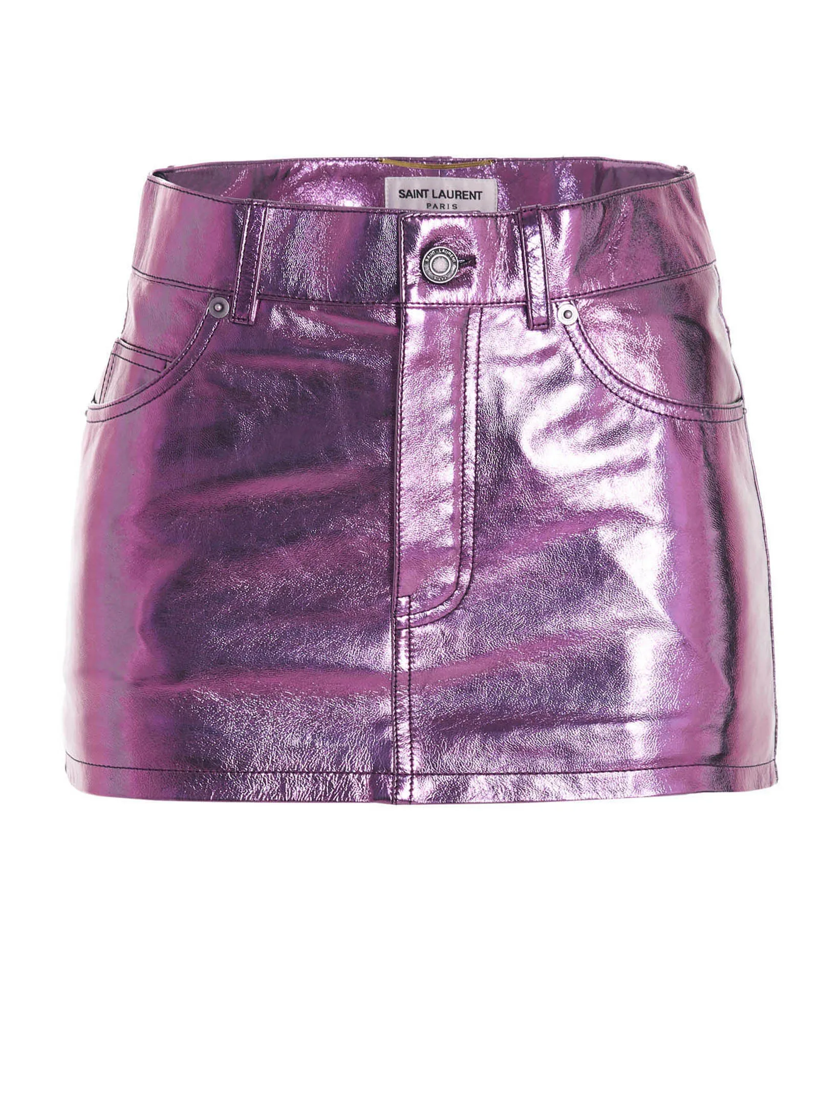 Saint Laurent Lam Leather Mini Skirt