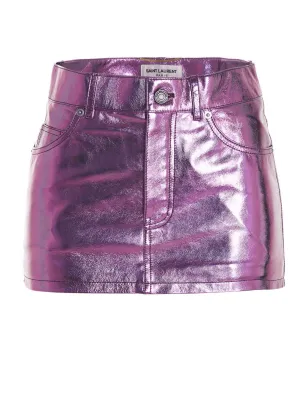 Saint Laurent Lam Leather Mini Skirt