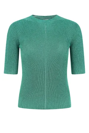 Saint Laurent Metallic Short-Sleeve Knit Top