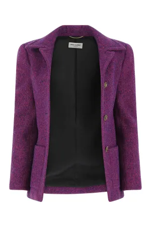 Saint Laurent Single-Breasted Tweed Jacket