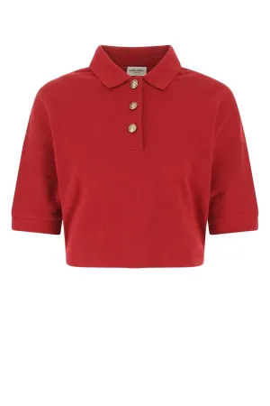 Saint Laurent Straight Hem Cropped Polo Top