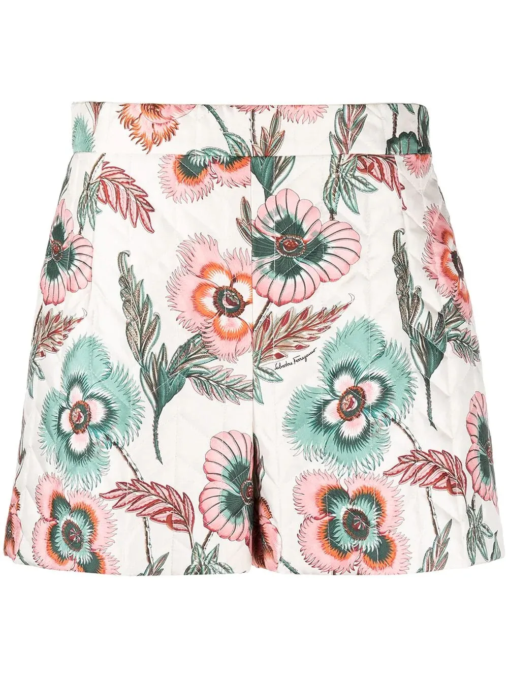Salvatore Ferragamo Poppy Printed Quilted Shorts