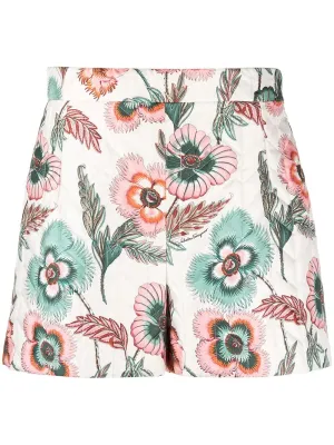 Salvatore Ferragamo Poppy Printed Quilted Shorts