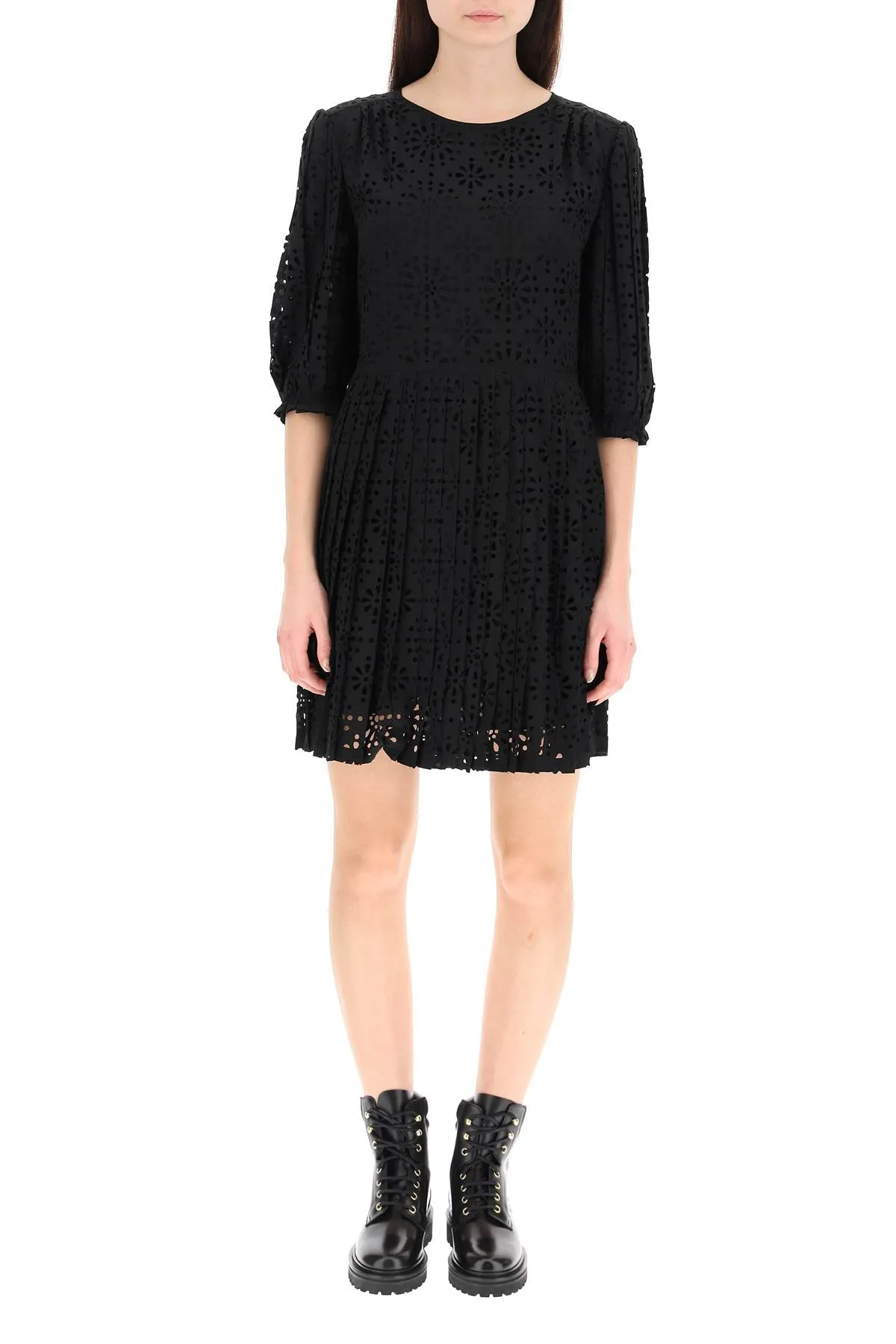 See By Chlo Allover Floral Pattern Pleated Dress