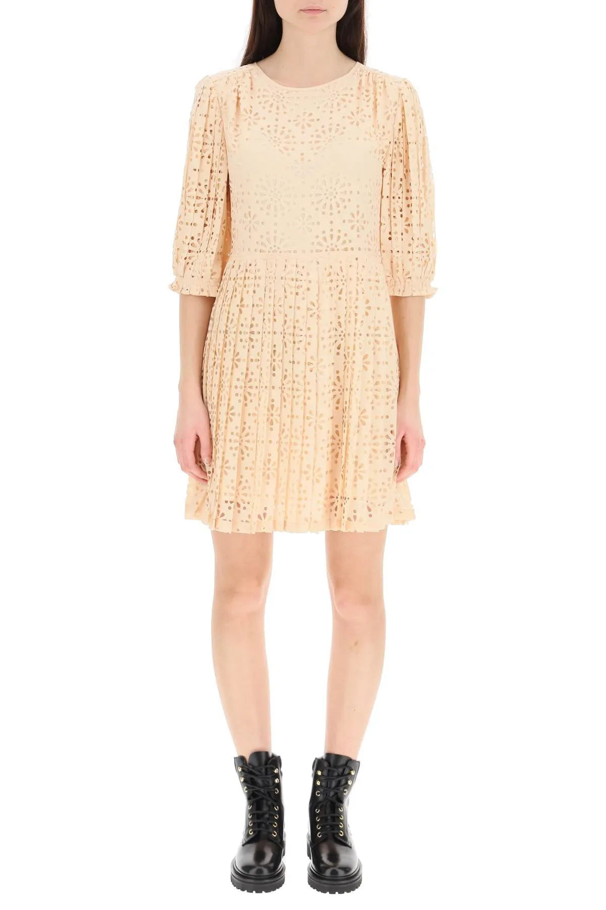 See By Chlo Allover Floral Patterned Pleated Dress
