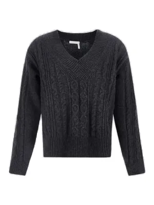 See By Chlo Cable-Knit V-Neck Jumper