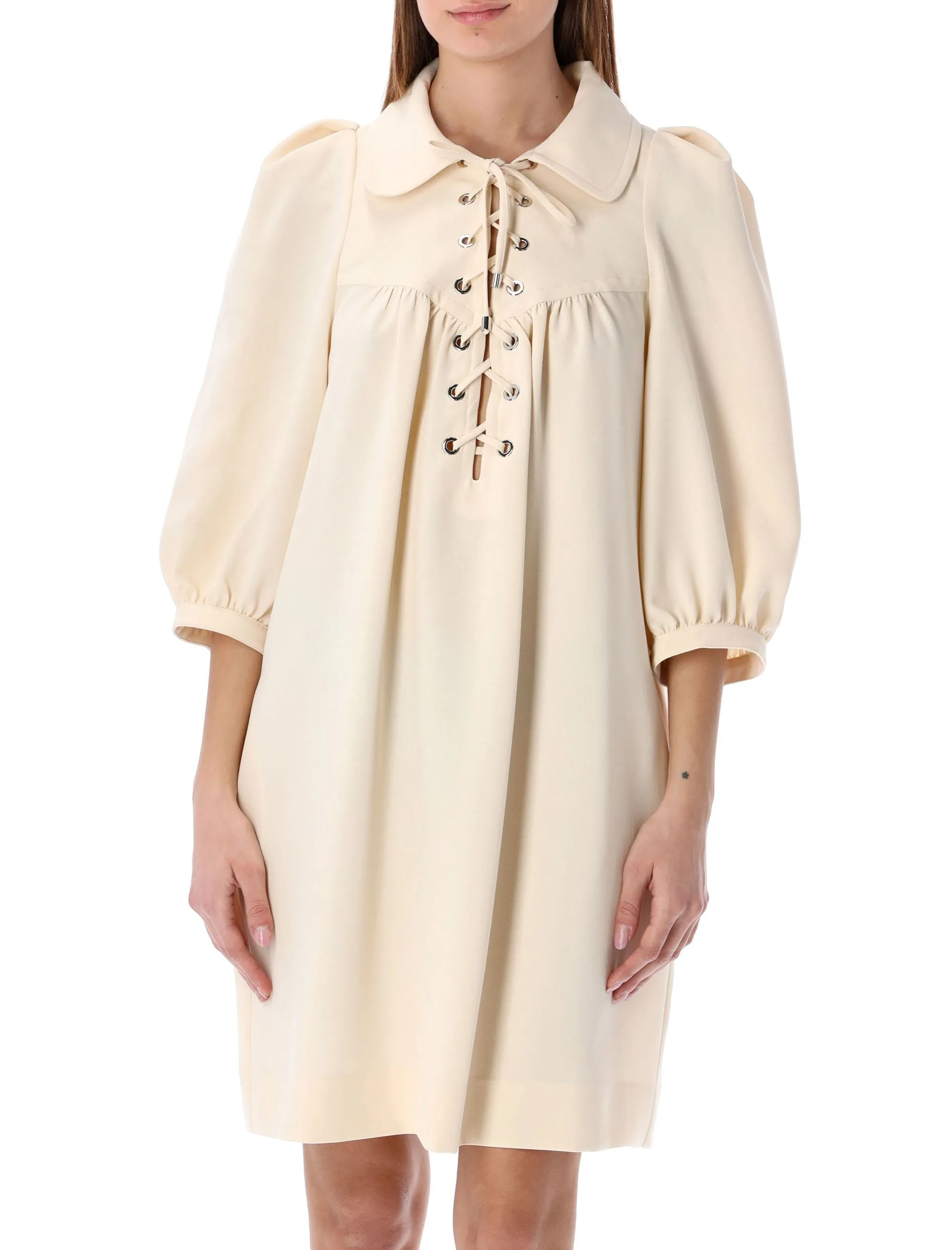 See By Chlo Lace-Up Drawstring Shirt Dress