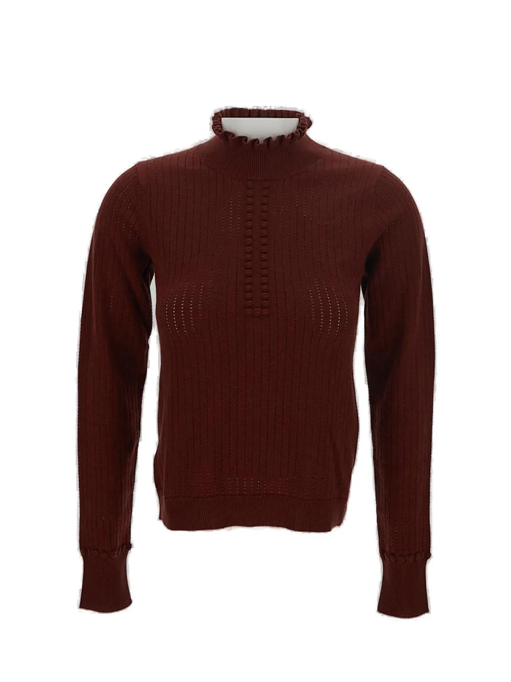 See By Chlo Ruffle-Collar Ribbed Sweater