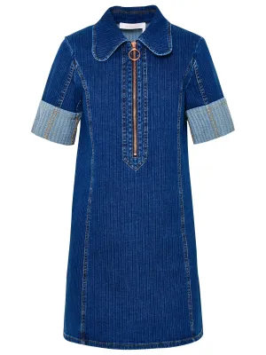See By Chlo Short-Sleeved Half-Zipped Denim Dress