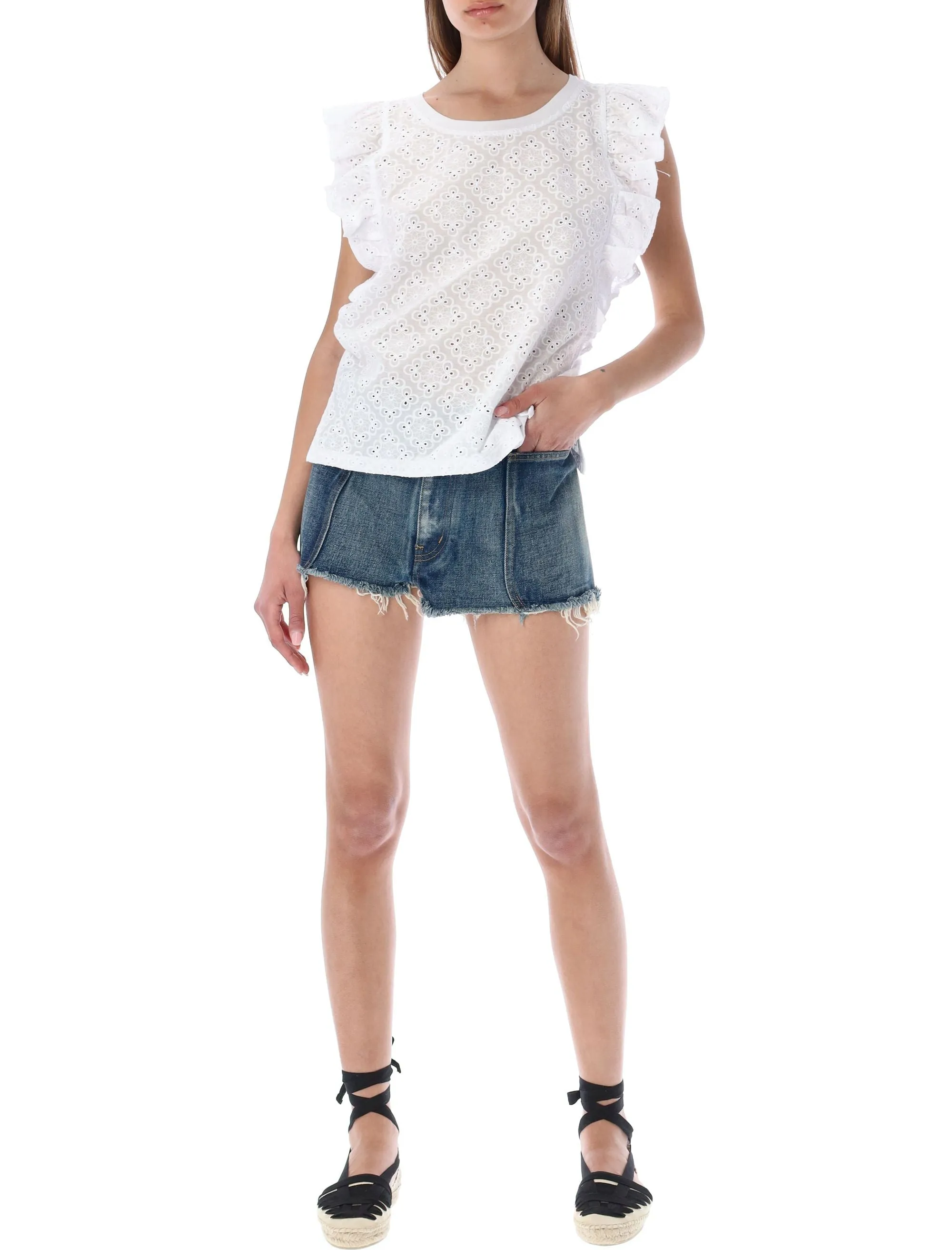 See By Chlo Sleeveless Ruffled Crewneck Top