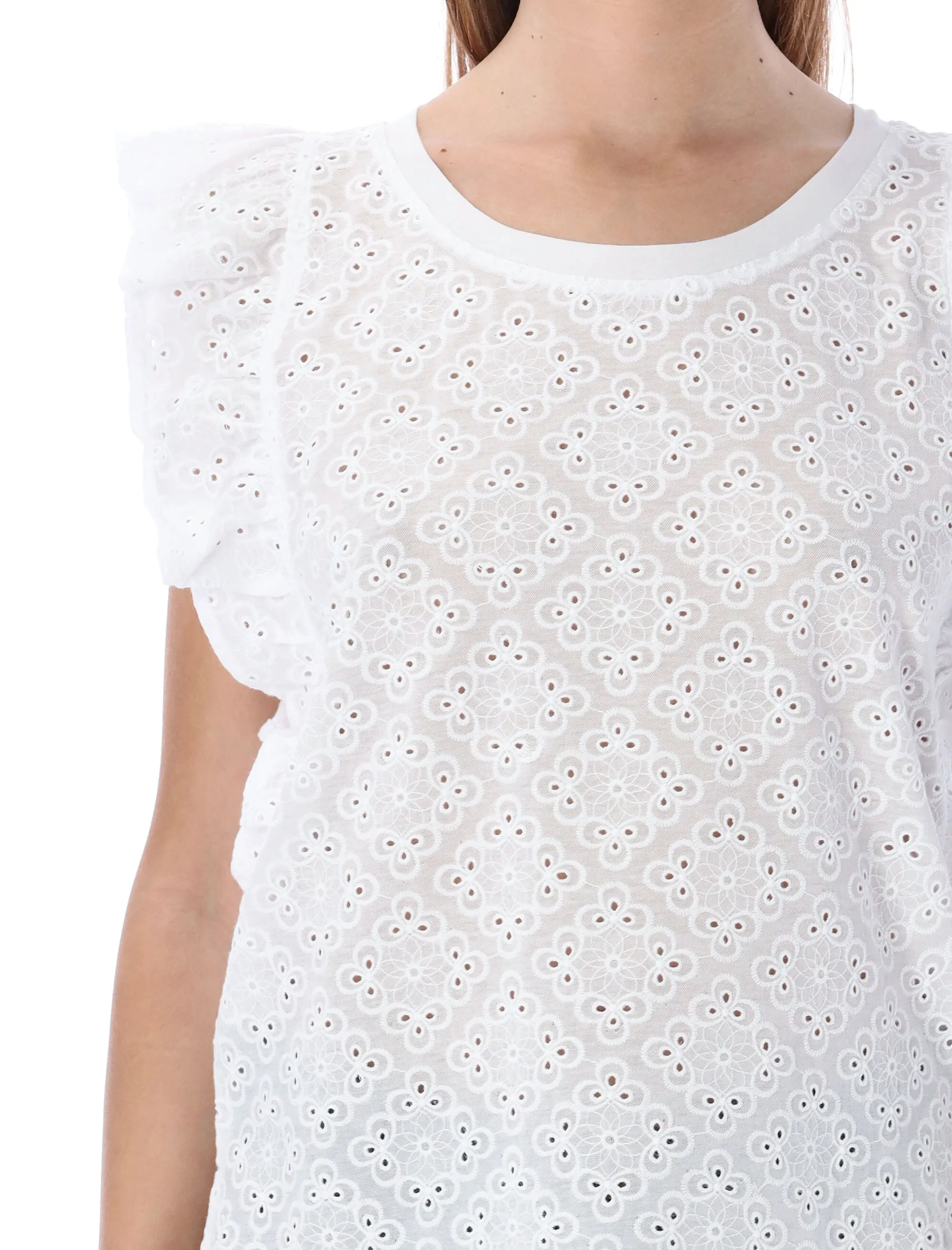 See By Chlo Sleeveless Ruffled Crewneck Top