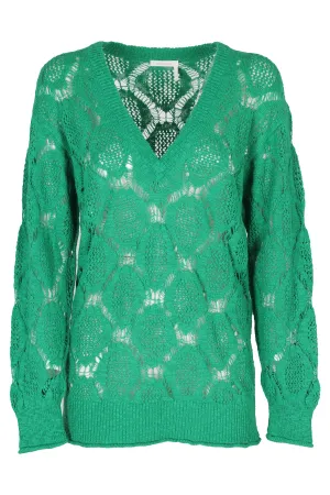 See By Chlo V-Neck Embroidered Long Sleeved Sweater
