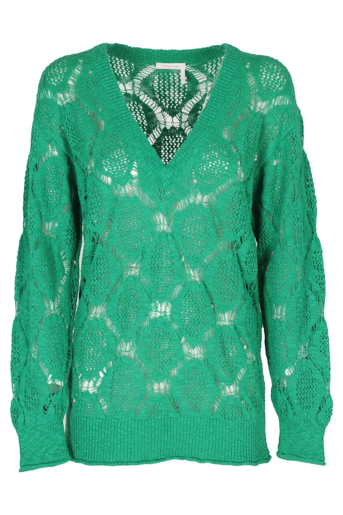 See By Chlo V-Neck Embroidered Long Sleeved Sweater