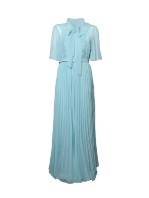 Self-Portrait Bow Detailed Pleated Midi Dress