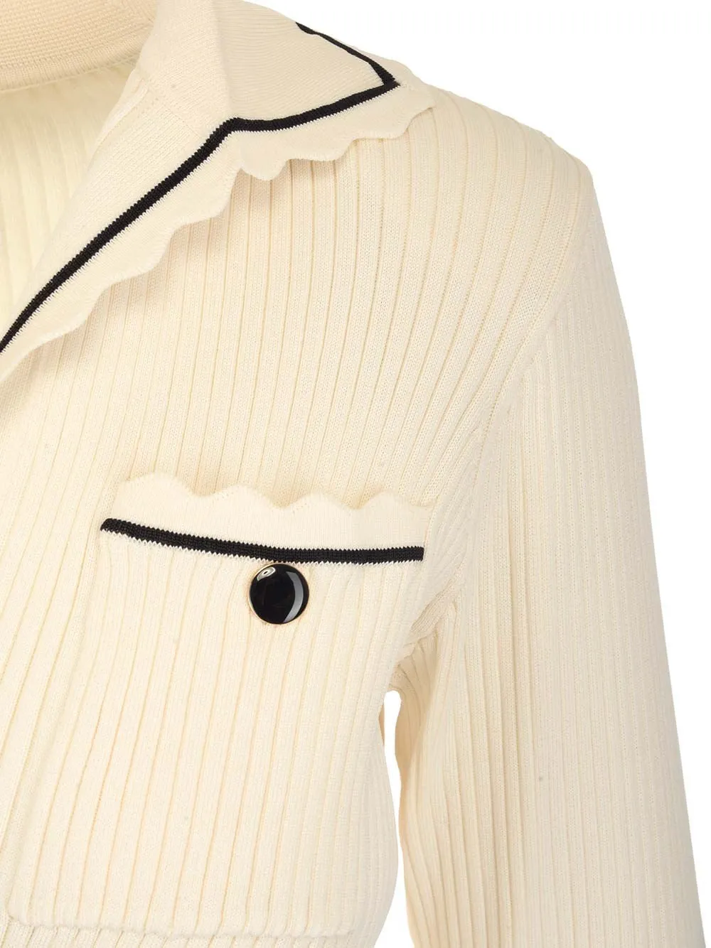 Self-Portrait Contrast Stitch Ribbed Knit Dress