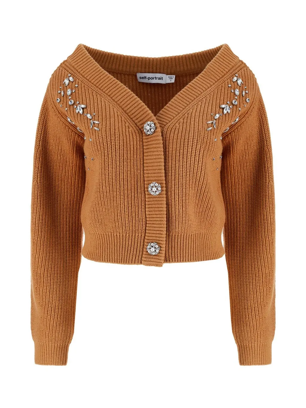 Self-Portrait Embellished V-Neck Knit Cardigan