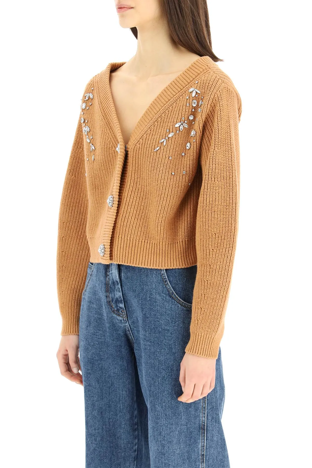 Self-Portrait Embellished V-Neck Knit Cardigan