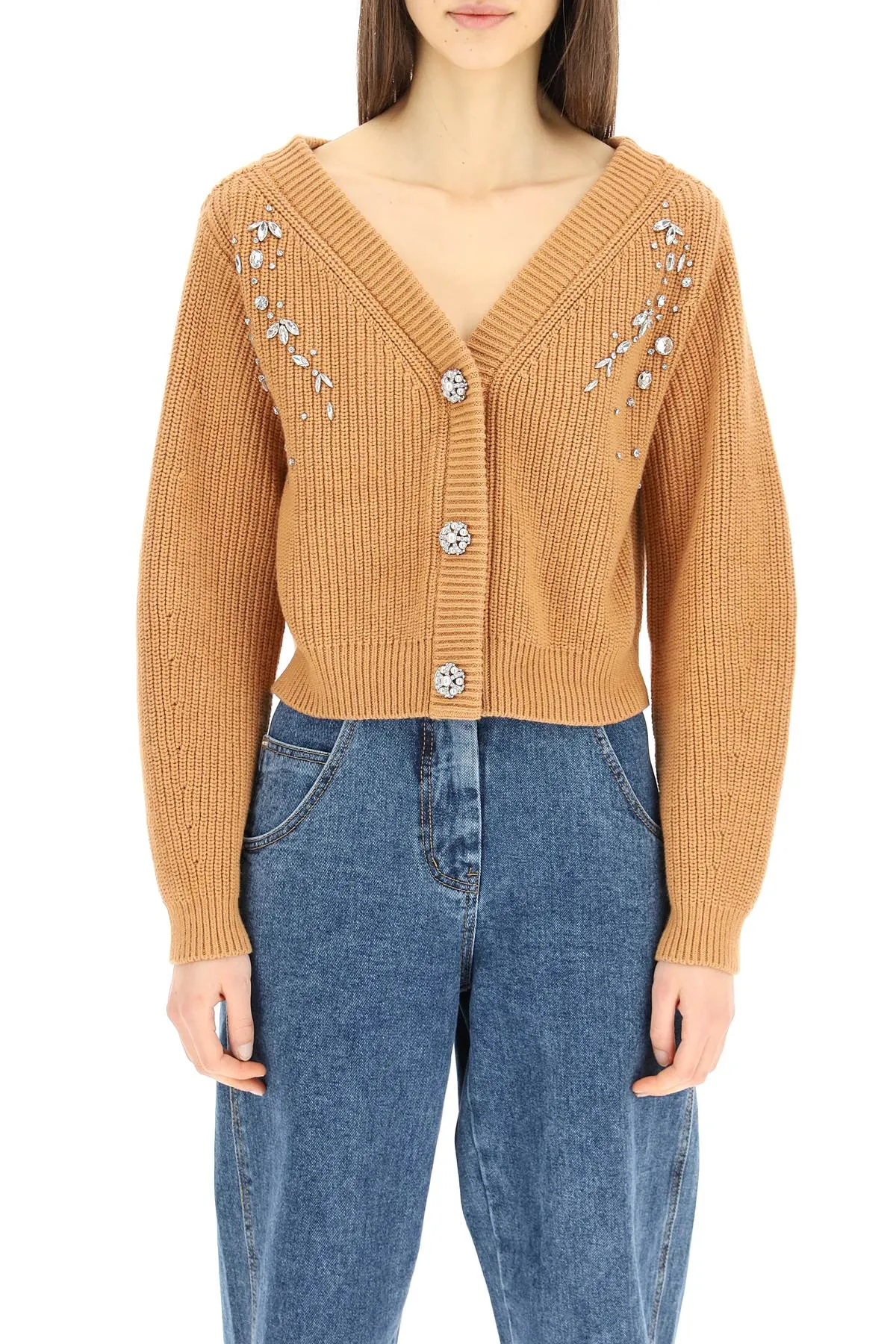Self-Portrait Embellished V-Neck Knit Cardigan