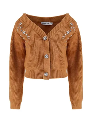 Self-Portrait Embellished V-Neck Knit Cardigan