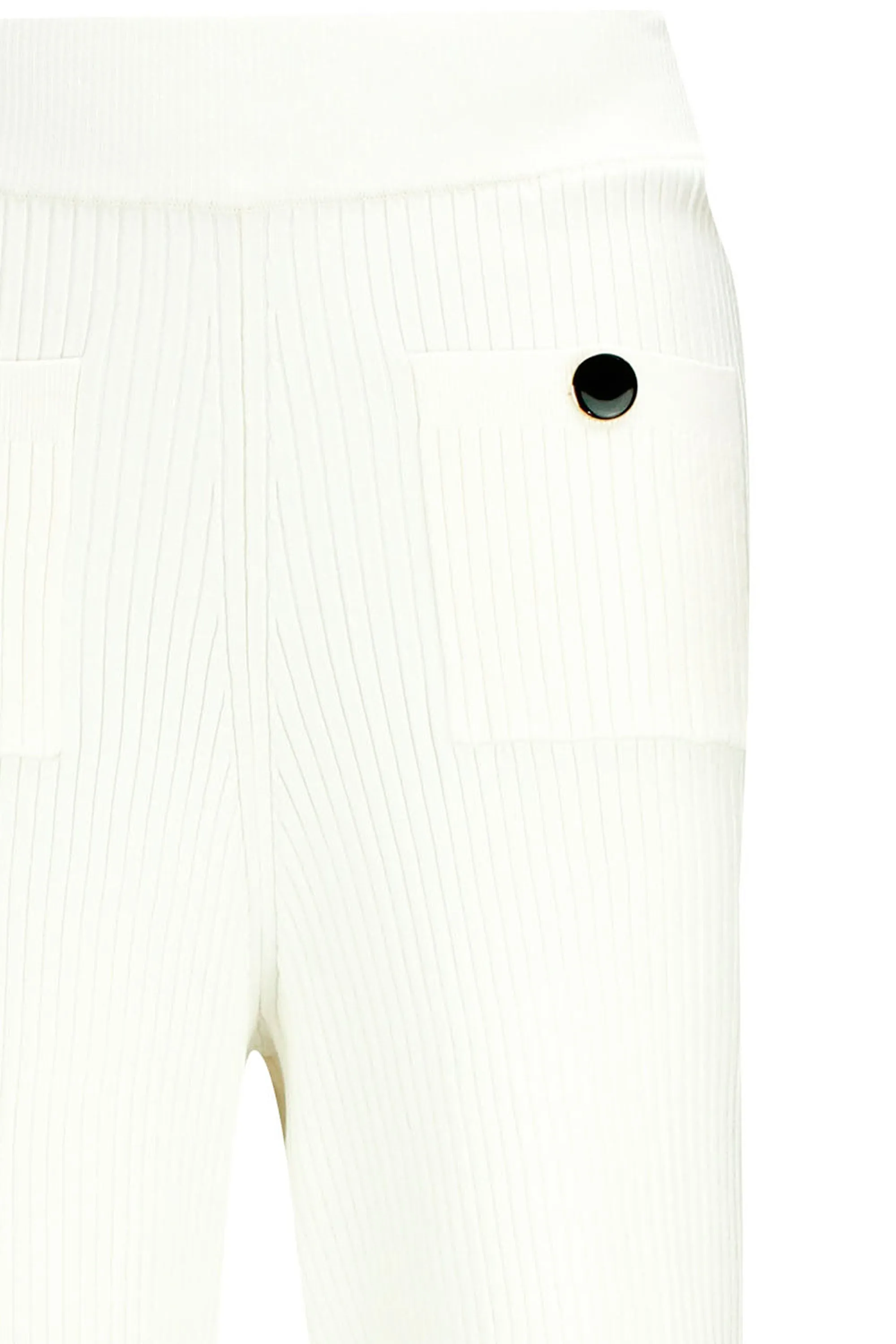 Self-Portrait Lace Detail Cropped Ribbed Knit Pants