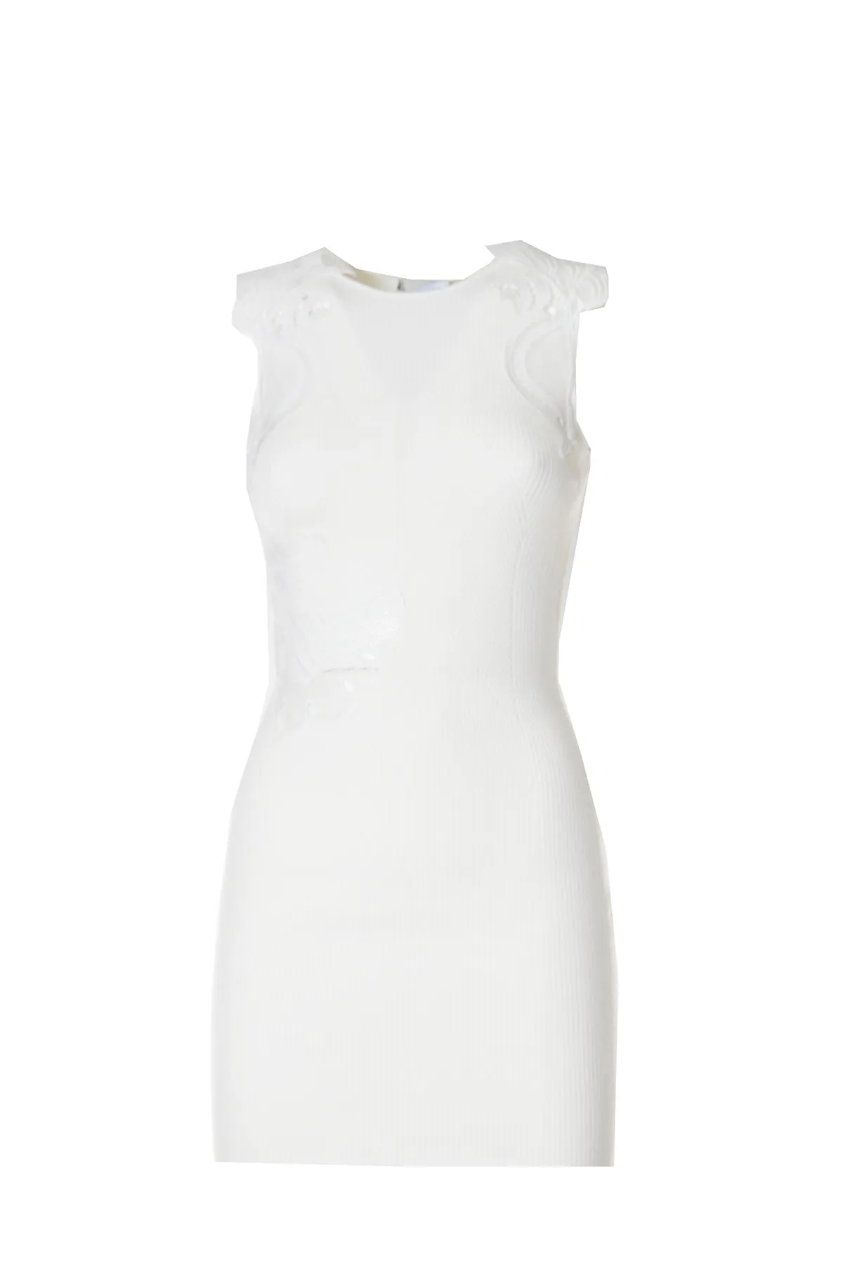 Self-Portrait Lace Detailed Ribbed Mini Dress