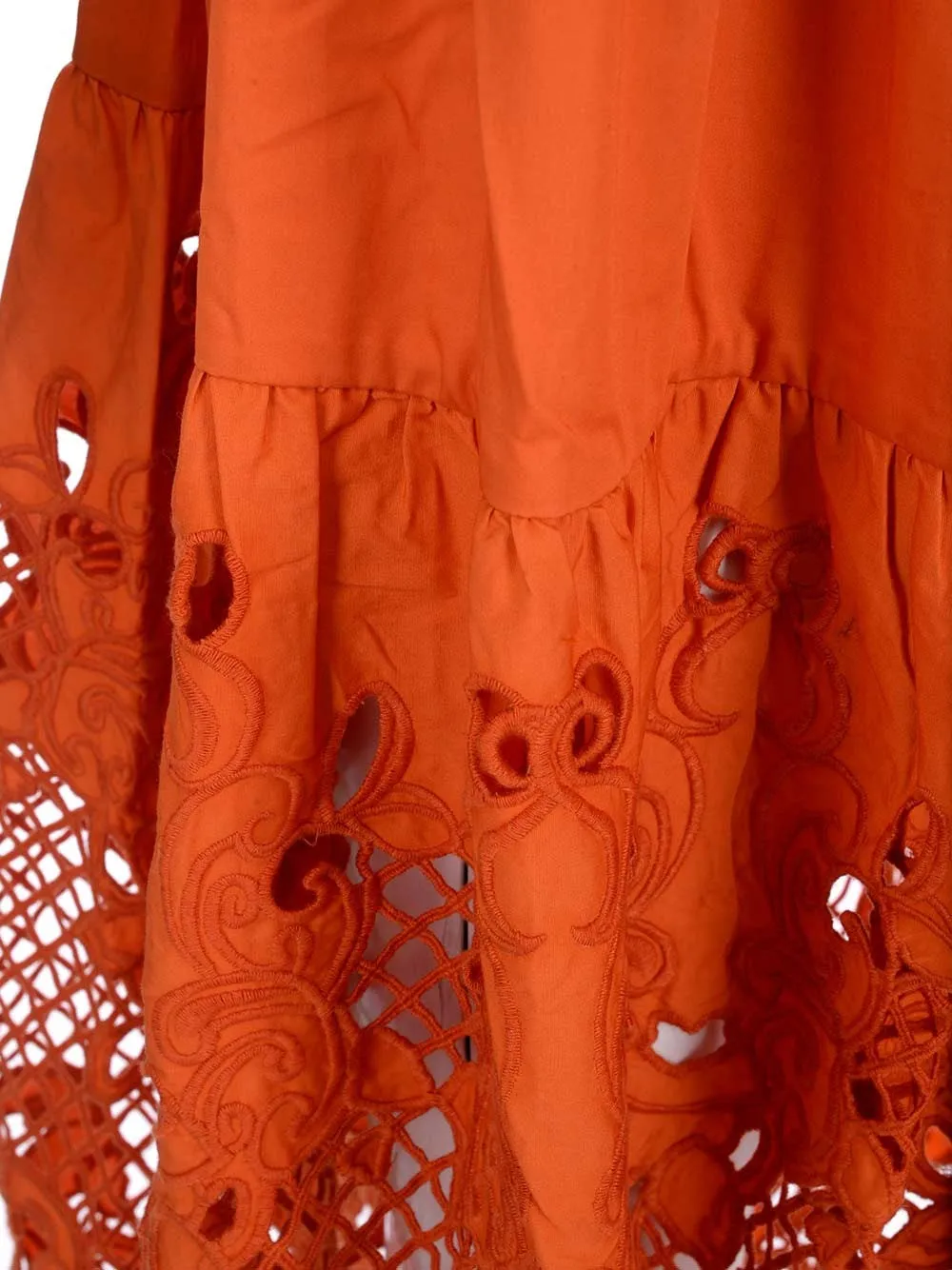 Self-Portrait Lattice Embroidered Off-Shoulder Midi Dress