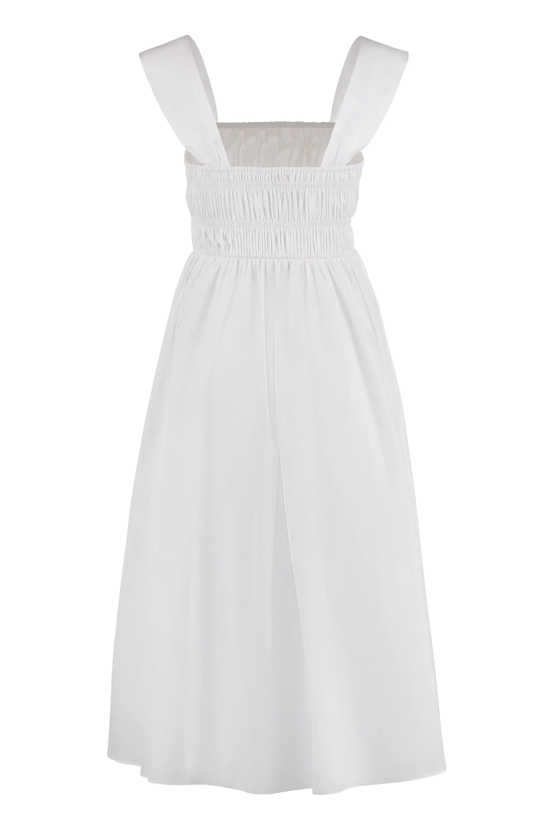 Staud Ida Square-Neck Detail Midi Dress