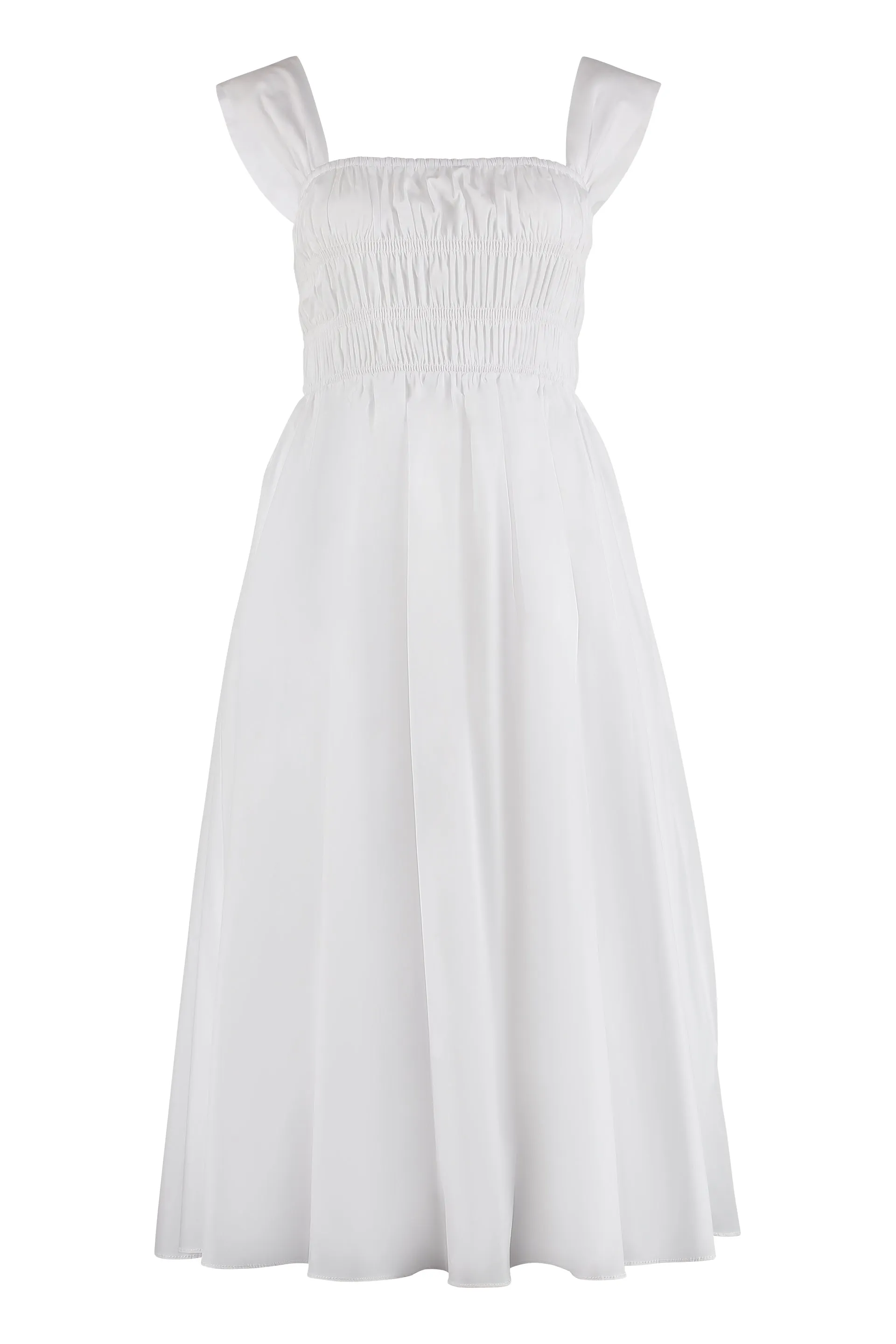 Staud Ida Square-Neck Detail Midi Dress