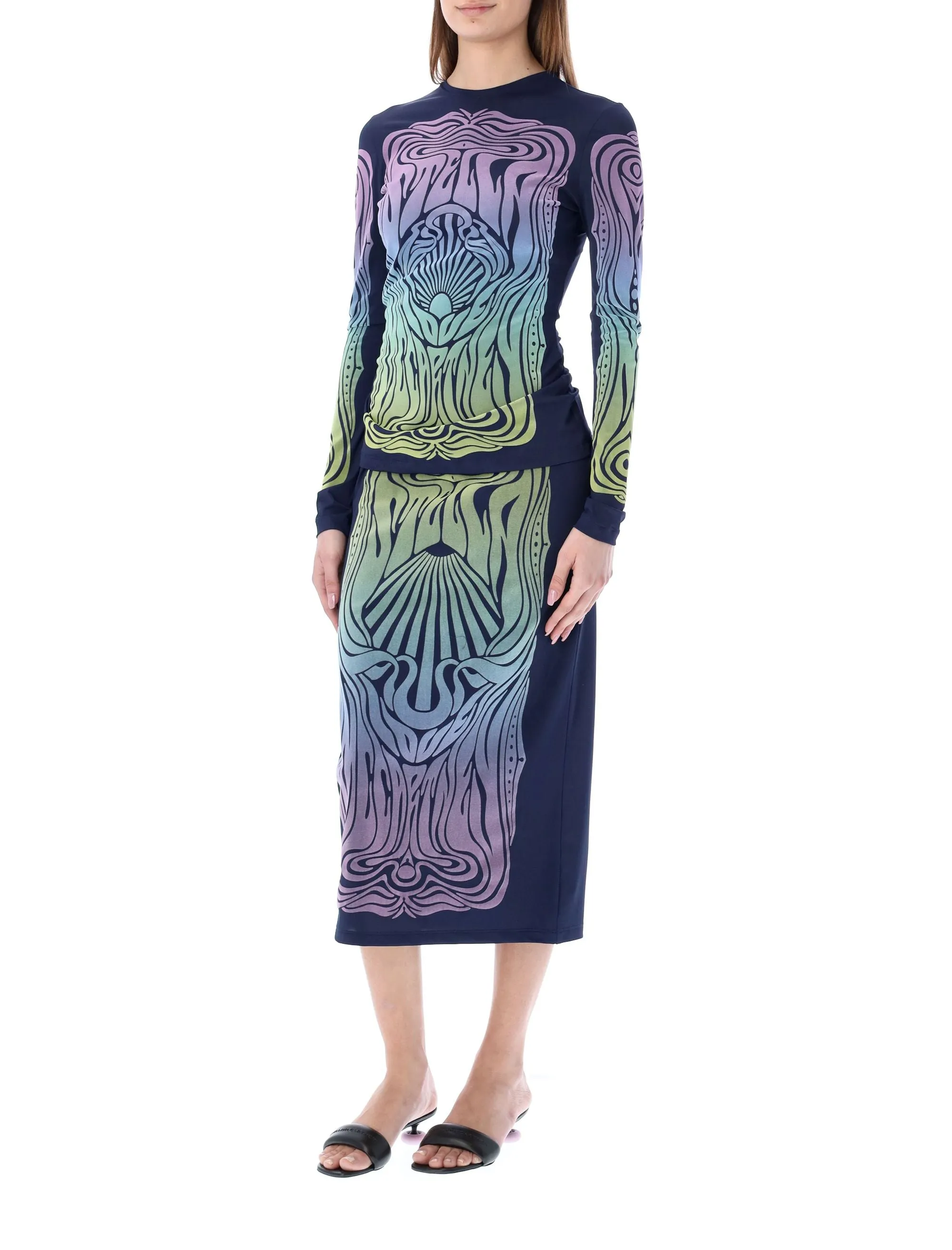 Stella McCartney Abstract Pattern Midi Skirt