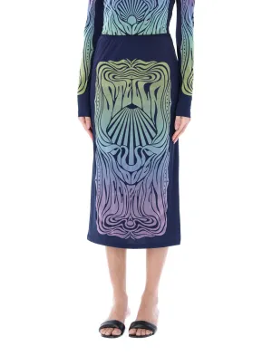 Stella McCartney Abstract Pattern Midi Skirt