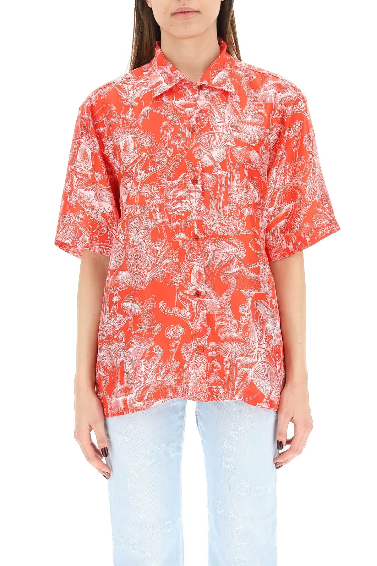 Stella McCartney Allover Mushroom Print Short-Sleeved Shirt
