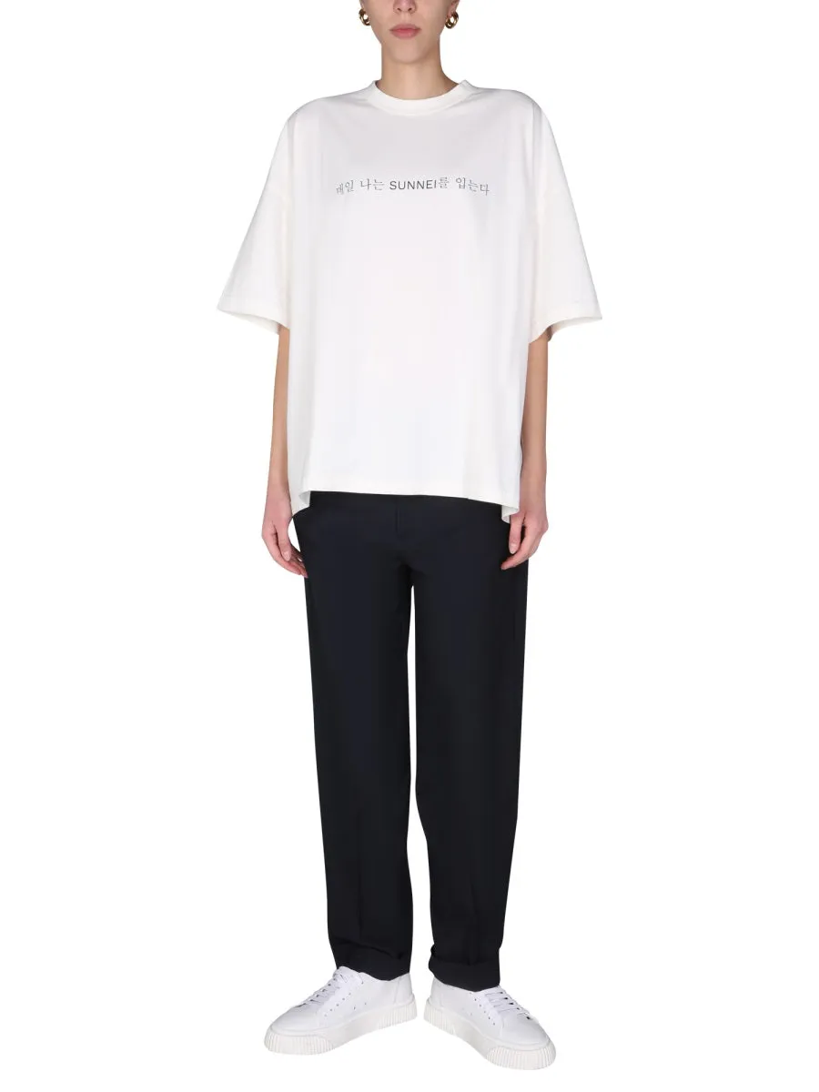 Sunnei Slogan Printed Crewneck T-Shirt
