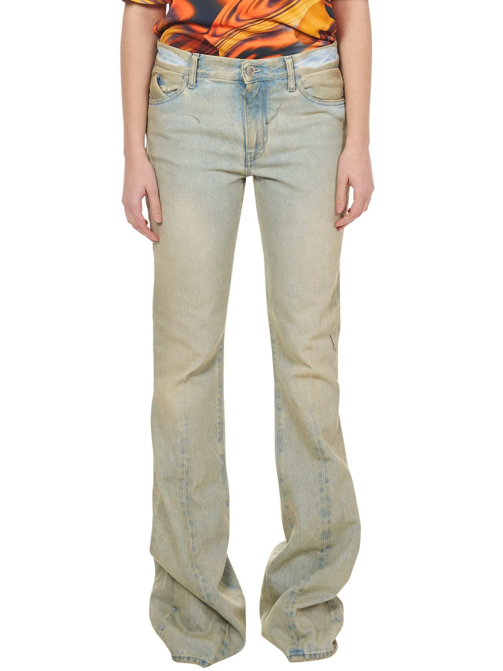 The Attico Distressed Flared Denim Jeans