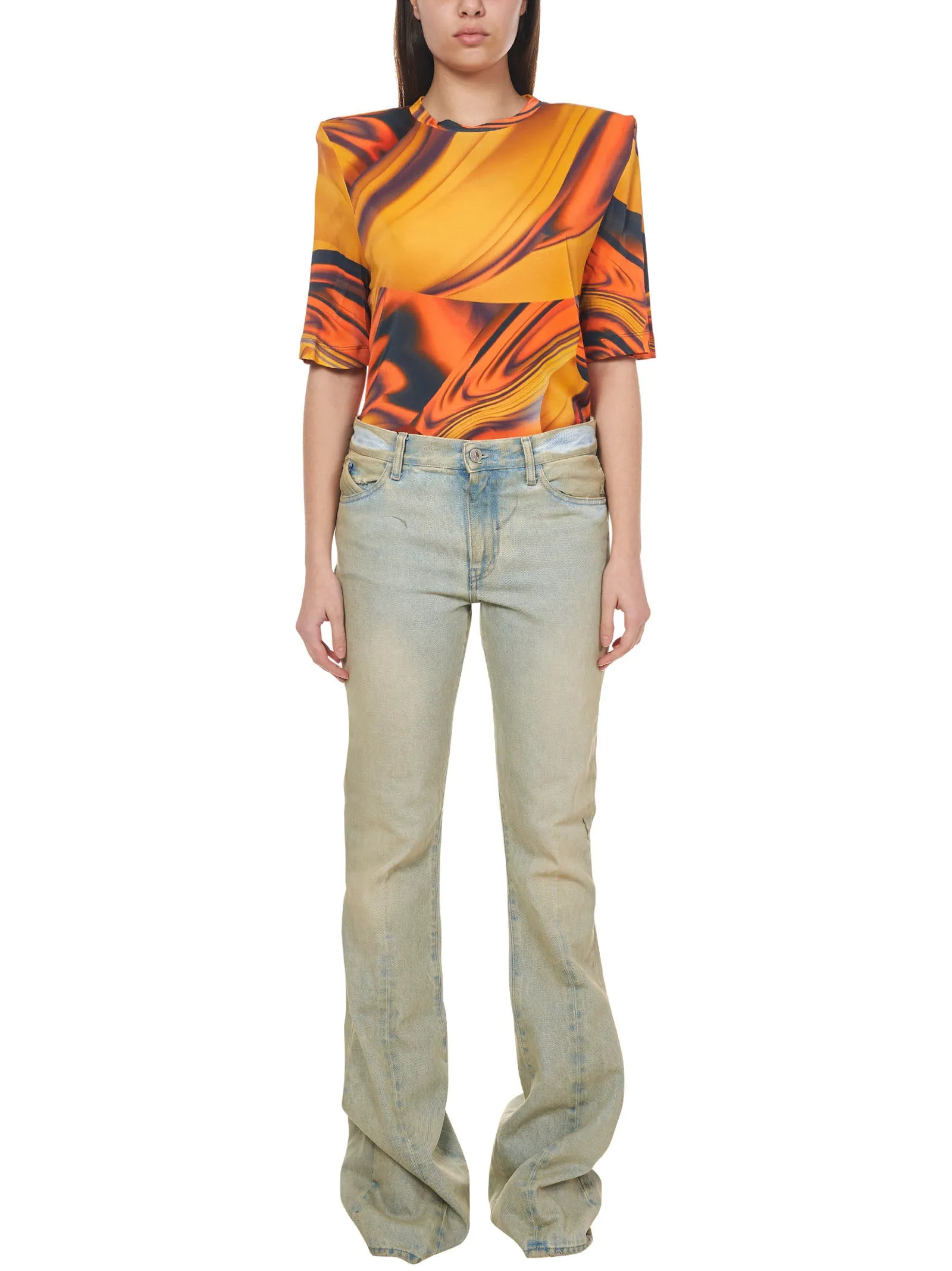 The Attico Distressed Flared Denim Jeans