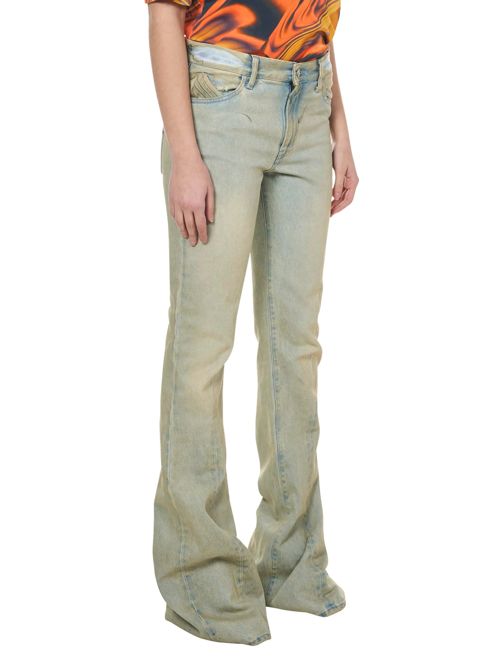 The Attico Distressed Flared Denim Jeans