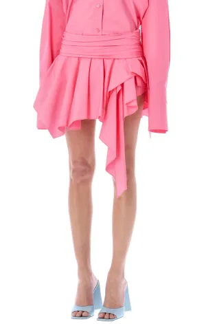The Attico Paris Logo Embroidered Asymmetric Mini Skirt