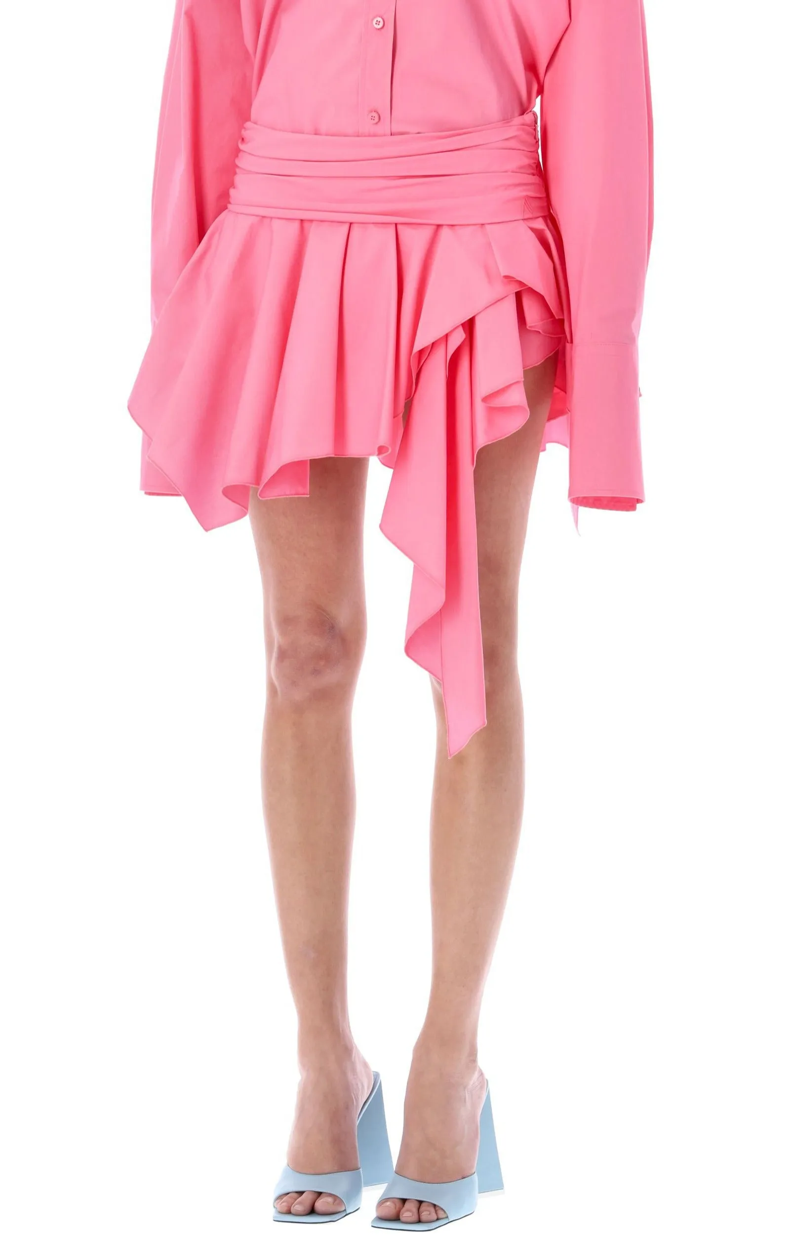 The Attico Paris Logo Embroidered Asymmetric Mini Skirt