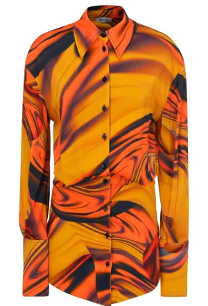 The Attico Silvye Desert Shades Print Mini Shirt Dress