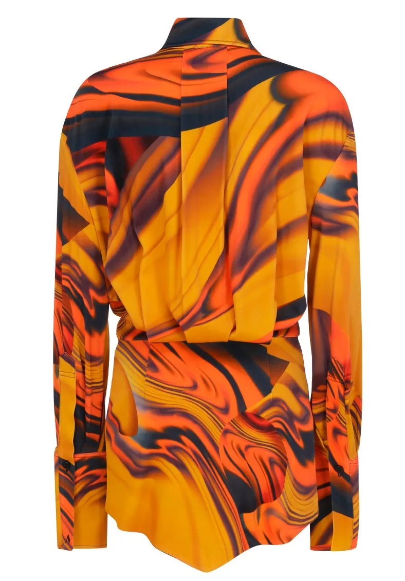 The Attico Silvye Desert Shades Print Mini Shirt Dress