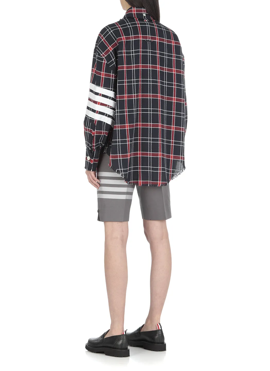 Thom Browne 4-Bar Checked Long-Sleeved Shirt