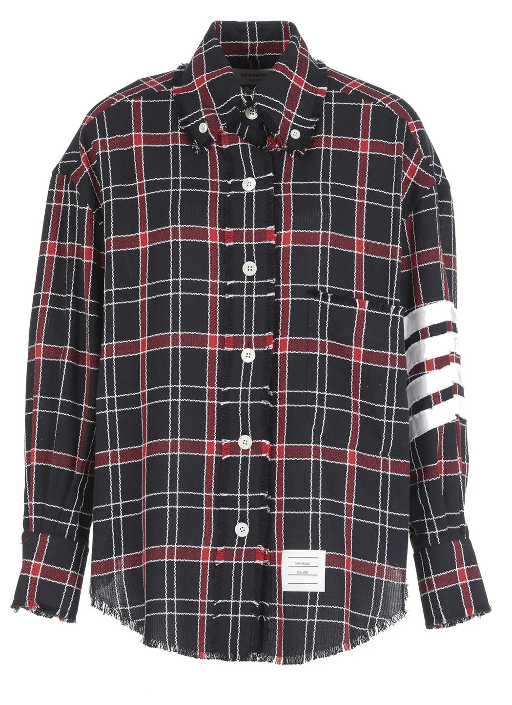 Thom Browne 4-Bar Checked Long-Sleeved Shirt