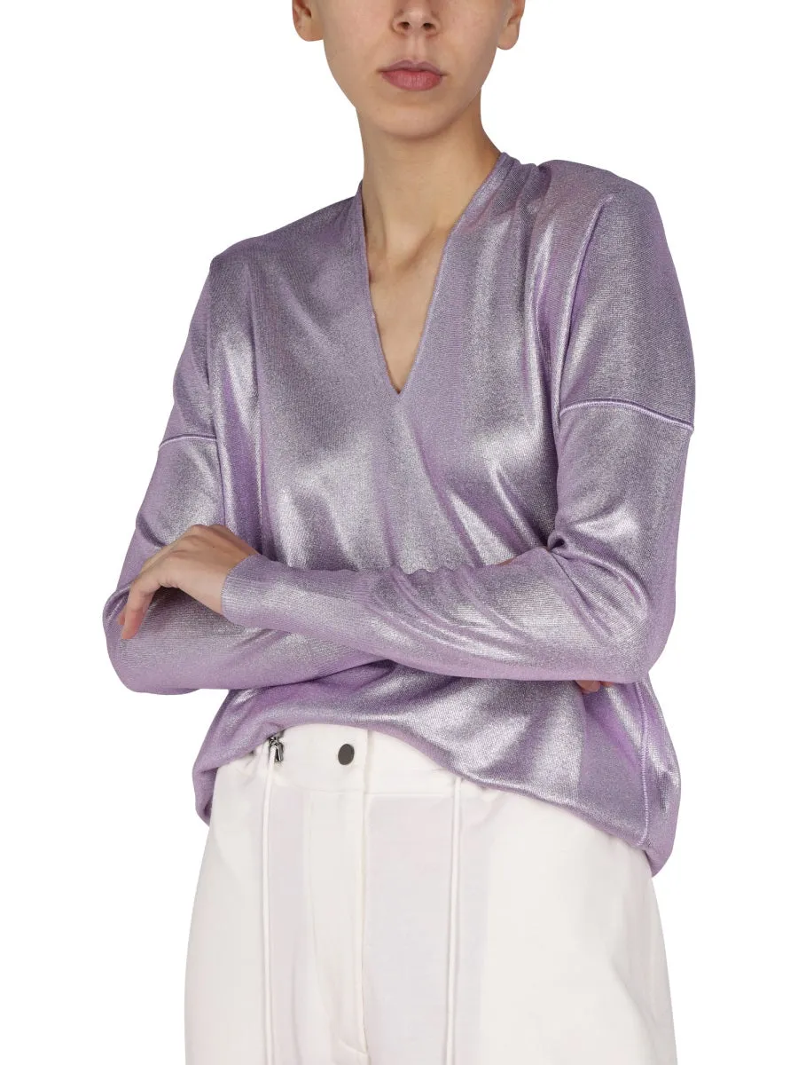 Tom Ford Crewneck Metallic Knit Top