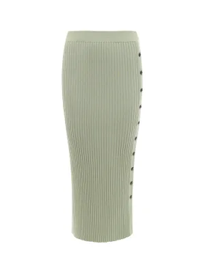 Tory Burch Buttoned Ribbed Knitted Midi Skirt