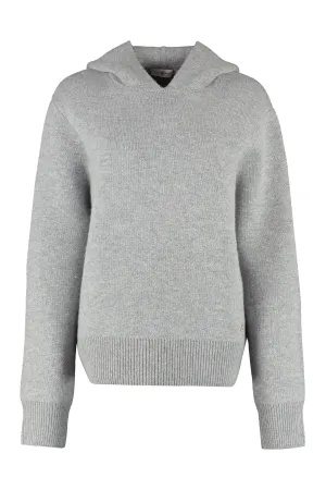 Tory Burch Logo Embroidered Knit Hoodie