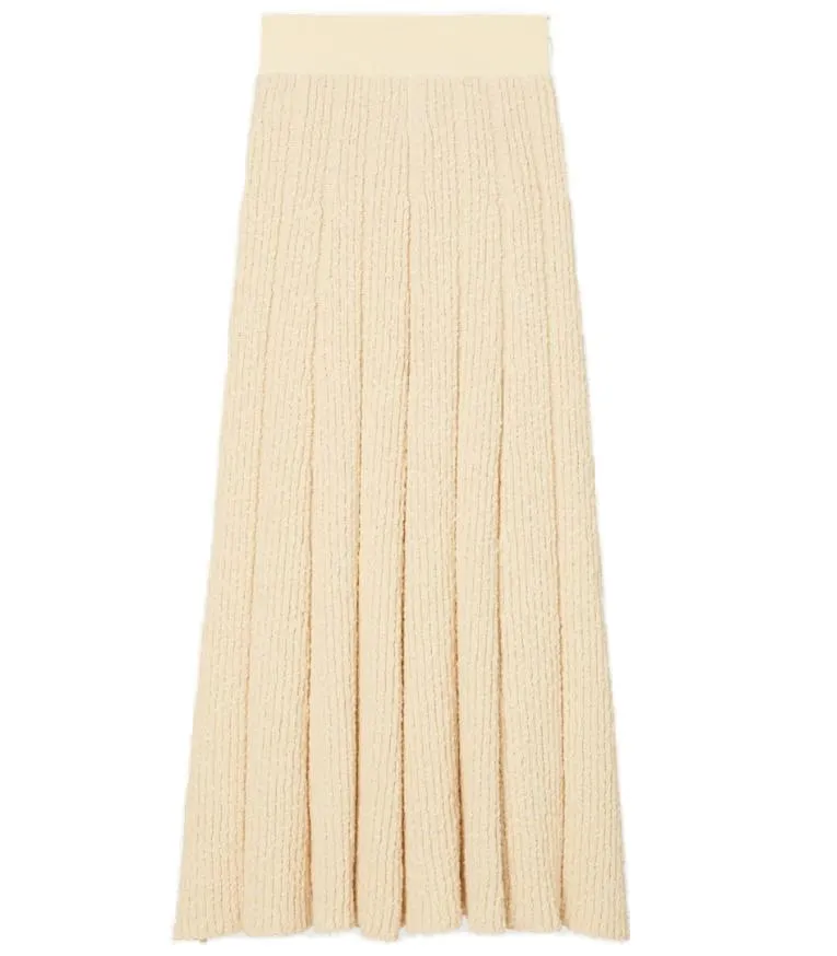 Tory Burch Ribbed Knit Pleated Skirt