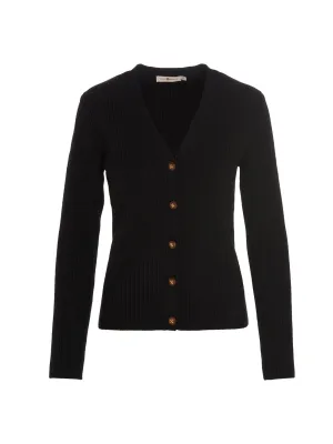 Tory Burch V-Neck Ribbed-Knit Cardigan